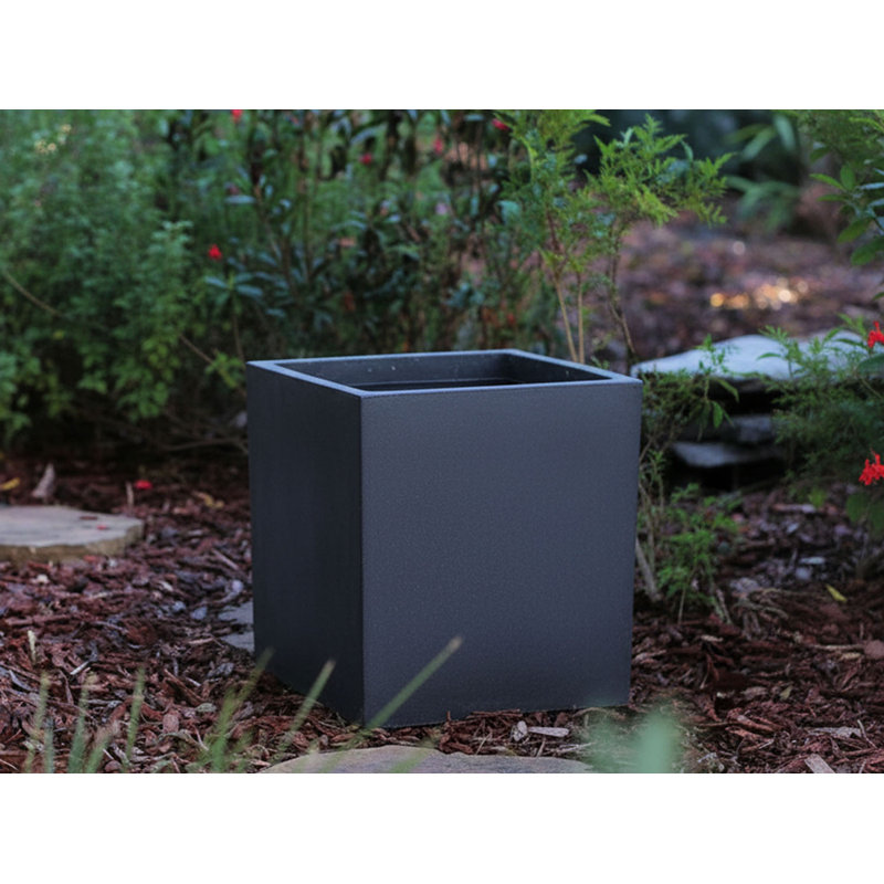 Pots de fleurs cubiques extra larges en fibre de verre légère, lot de 6 - Intérieur/Extérieur, L 31,5 po x H 31,5 po, Blanc