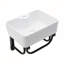 Lavabo de salle de bain mural rectangulaire en céramique 16 po x 12 po avec barre à serviettes noire et trou de robinet pour les espaces modernes