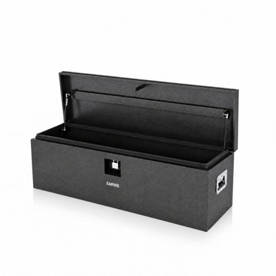 Boîte à outils pour camion robuste en acier avec serrure et clés - Couvercle rainuré, coffre de rangement en métal résistant aux intempéries et à la rouille pour camionnettes - Gris - 42 x 15 x 15 po