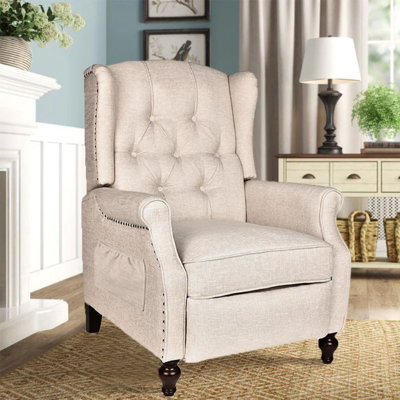 Fauteuil inclinable rembourré à oreilles avec poche de rangement