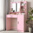Vanity Desk with LED Mirror, Large Drawer, and 3-Tier Storage Shelf  3 Lighting Modes-1085384918
