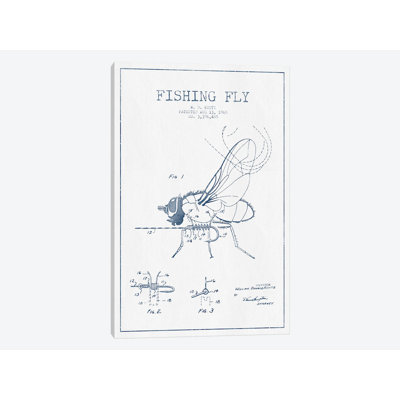 W.D. Kuntz Fishing Fly Brevet esquisse (encre) par Aged Pixel - reproduction d'art sur toile tendue