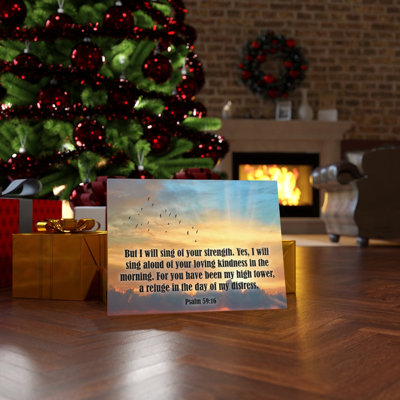 «Sing of Your Force Psalm 59:16», art mural chrétien, verset de la Bible, prêt à être accroché