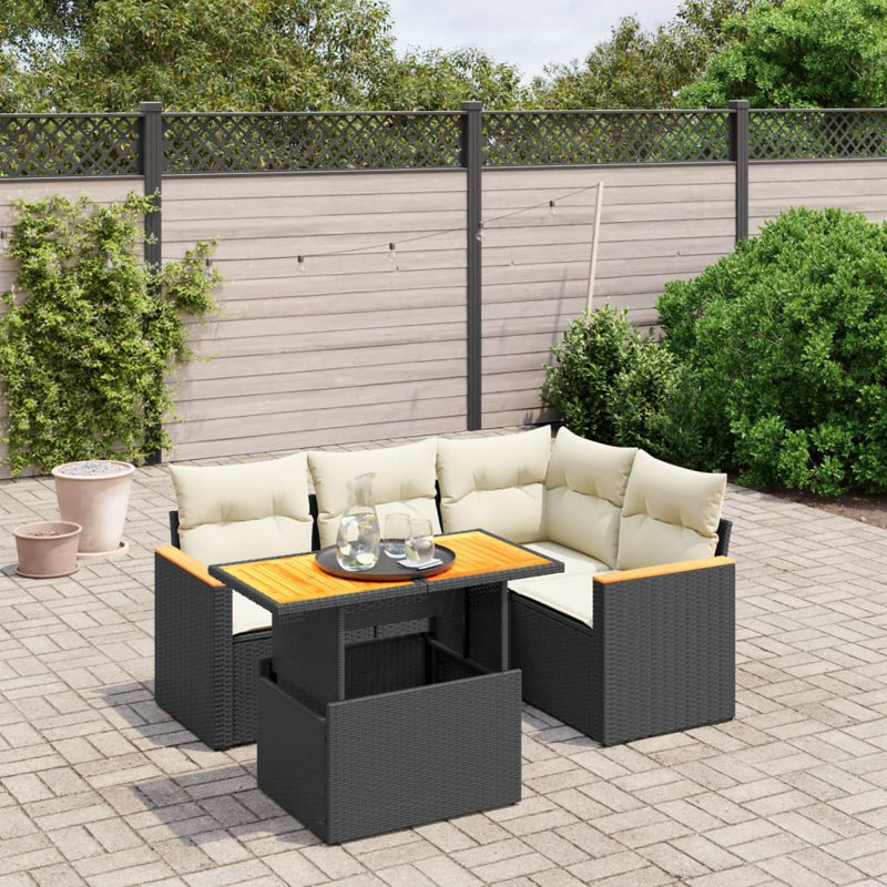 Vidaxl Garden Sofa Set Black, Cream White