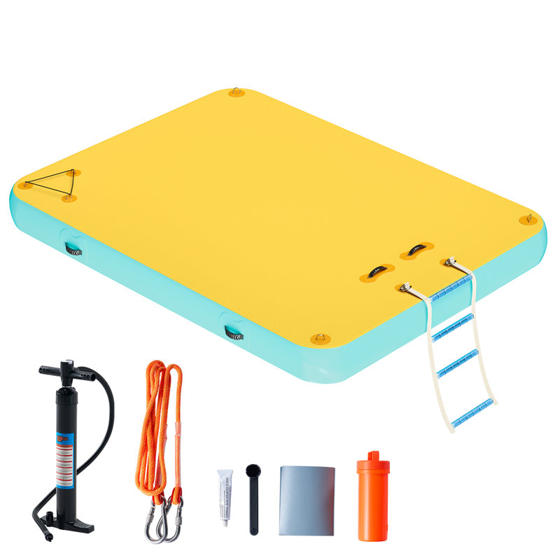 Quai flottant gonflable AMERLIFE, Jaune / bleu pâle, H 5,9 po x l 97 po x P 74 po