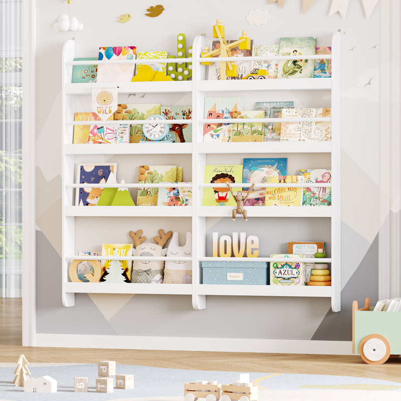 Phippen 2-pieces Nursery Floating Shelf, 43.7" H x 22.8" W Floating Bookcase, White