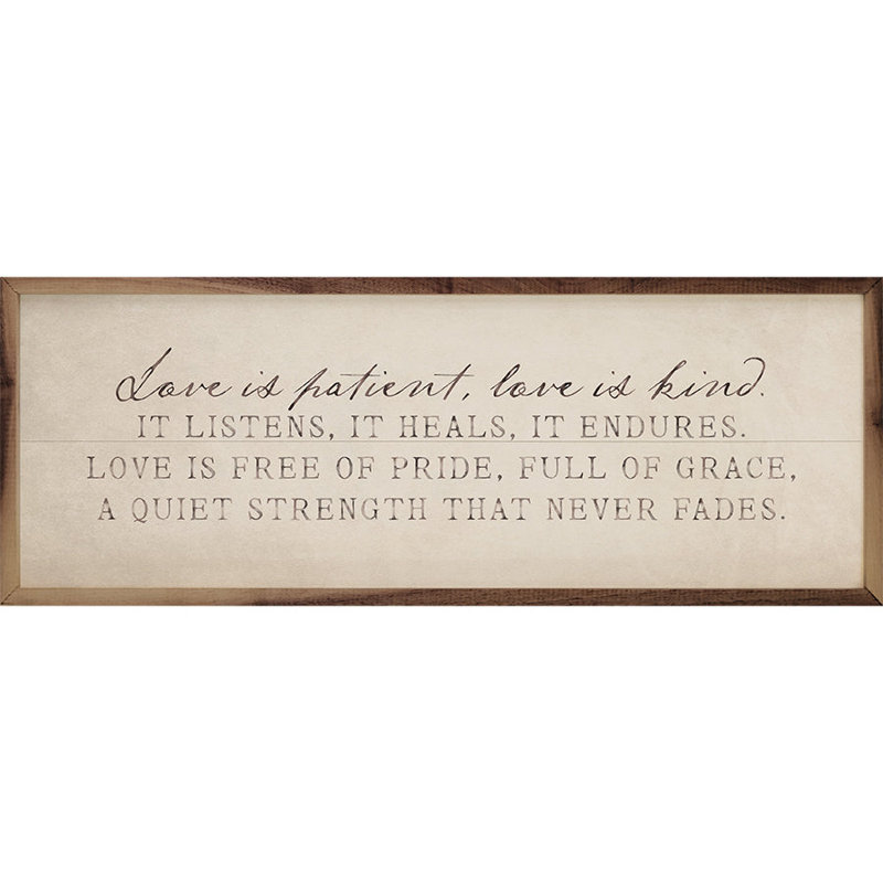 Love is patient antique, H 16 po x l 48 po