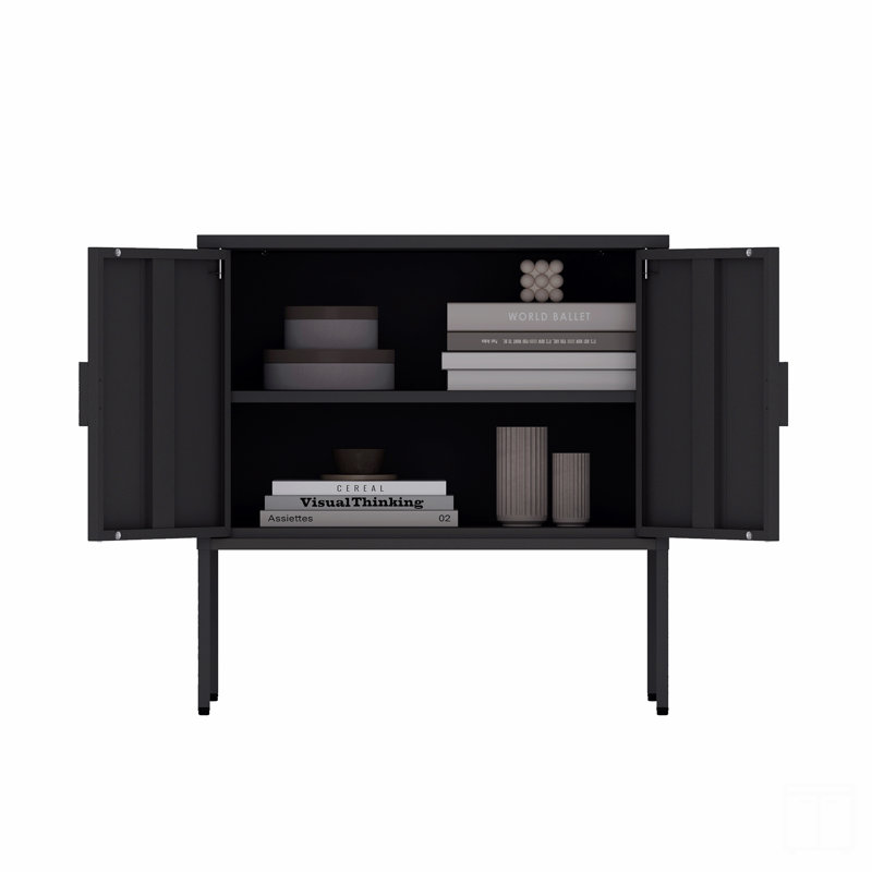 24" Metal Accent Cabinet, Black