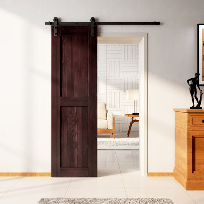 96 in Paneled Wood Painted H Design Finished & Unassembled Barn Door with Installation Hardware Kit