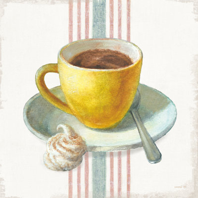 Wake Me Up Coffee IV With Stripes by Danhui Nai - Wrapped Canvas Painting