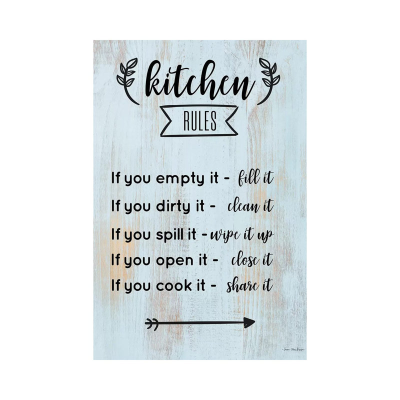 Kitchen Rules - Print on Canvas, 101.6cm H x 66.04cm W x 3.81cm D, Wrapped Canvas