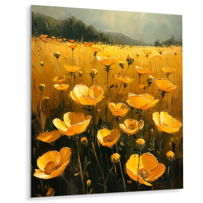 Yellow Green Buttercups Sunlit Meadow VI - Buttercups Wall Art