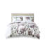 Grand lit dans un sac avec drap floral taupe, édredon et draps mauve-130055897