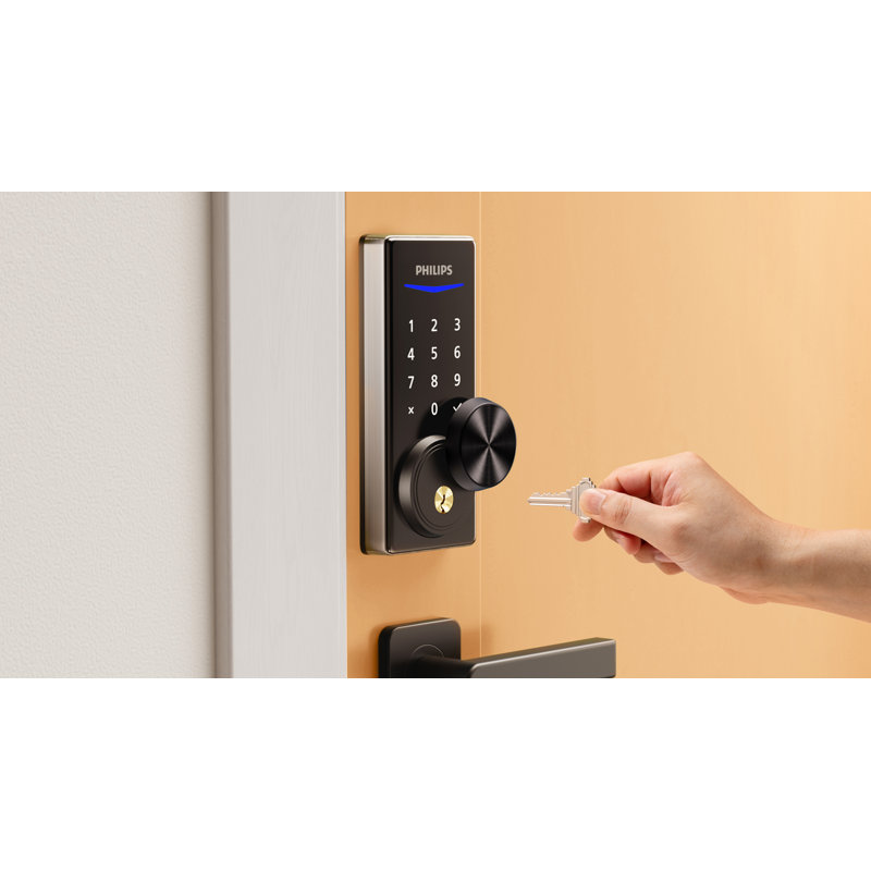 Serrure à pêne dormant intelligent Philips Wi-Fi avec plusieurs méthodes d'accès, Nickel satiné