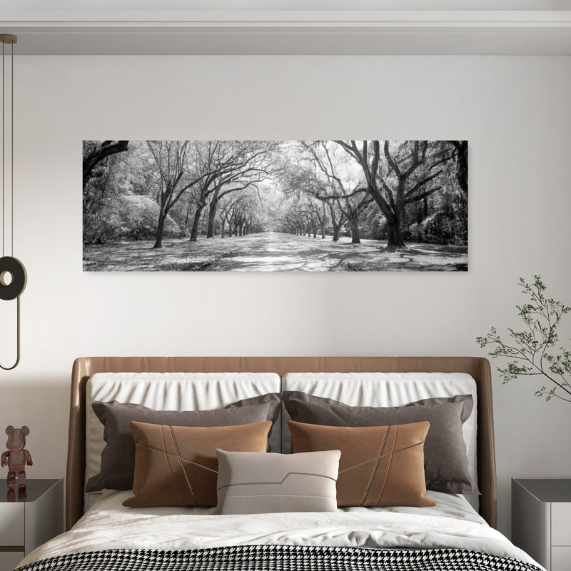 Live Oaks And Spanish Moss Wormsloe State Historic Site Savannah GA by Walter Bibikow - Wrapped Canvas Panoramic Print