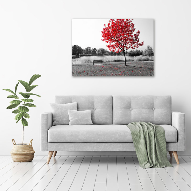Red Tree 1 Piece Wrapped Canvas Wall Art