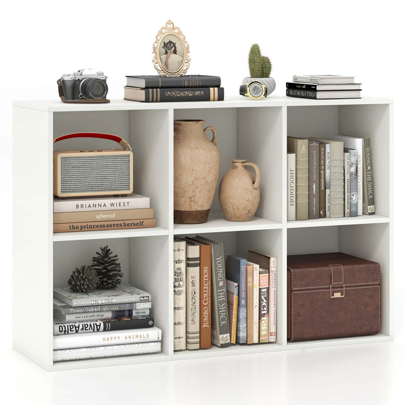 6-Cube Bookcase Modern 3-Tier Storage Organizer Horizontal Vertical Bookshelf