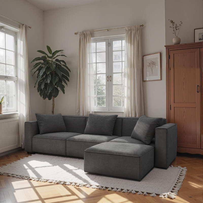 Ensemble de canapé modulaire Zola, en chenille, gris foncé Zola