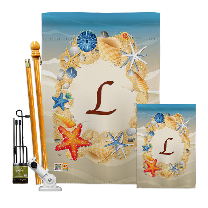 Ensemble de drapeaux en polyester à 2 côtés Summer Initiale 40 po x 28 po, L