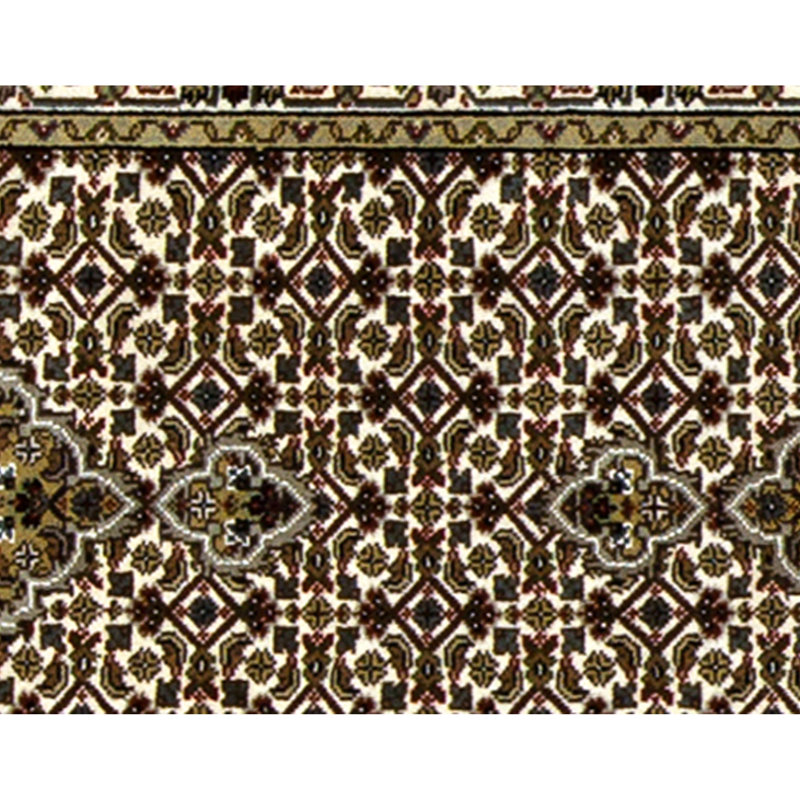 Hand Knotted Oriental Area Rug in Cream