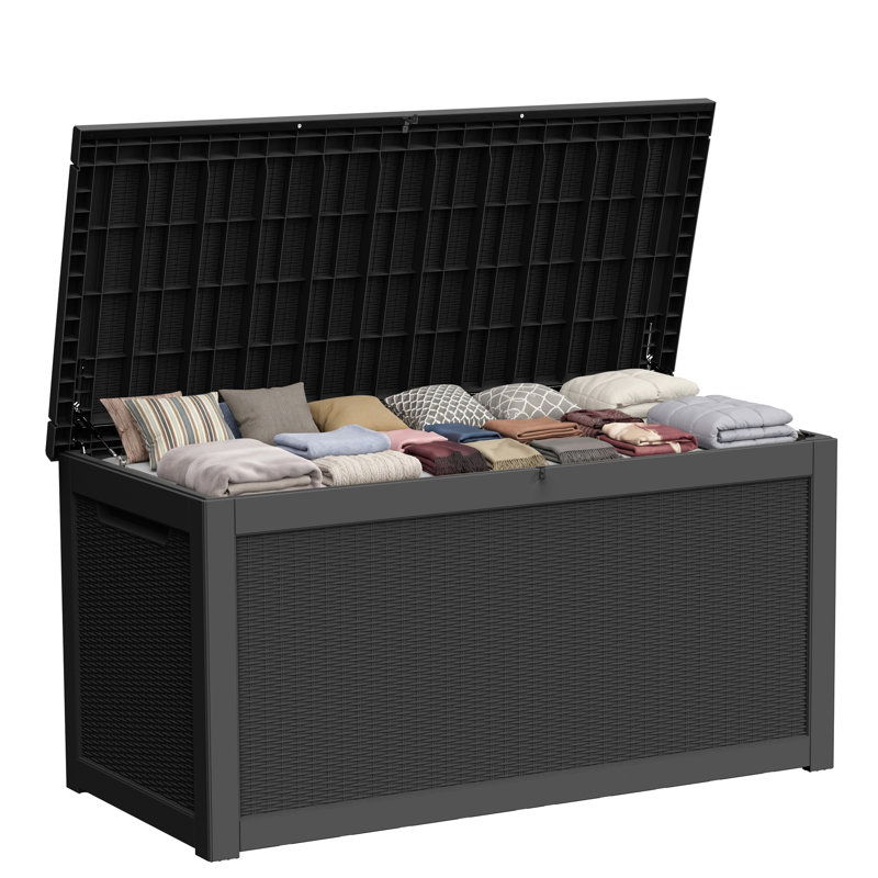 Très grand coffre de terrasse verrouillable en résine résistant à l'eau de L 67,7 po Emperic Design, Noir