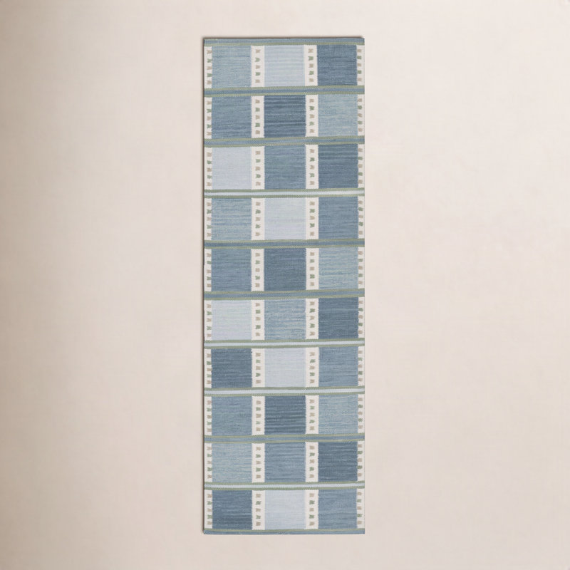 Freya Hand Woven Wool and Cotton Geometric Area Rug, Runner 2'6" x 8'