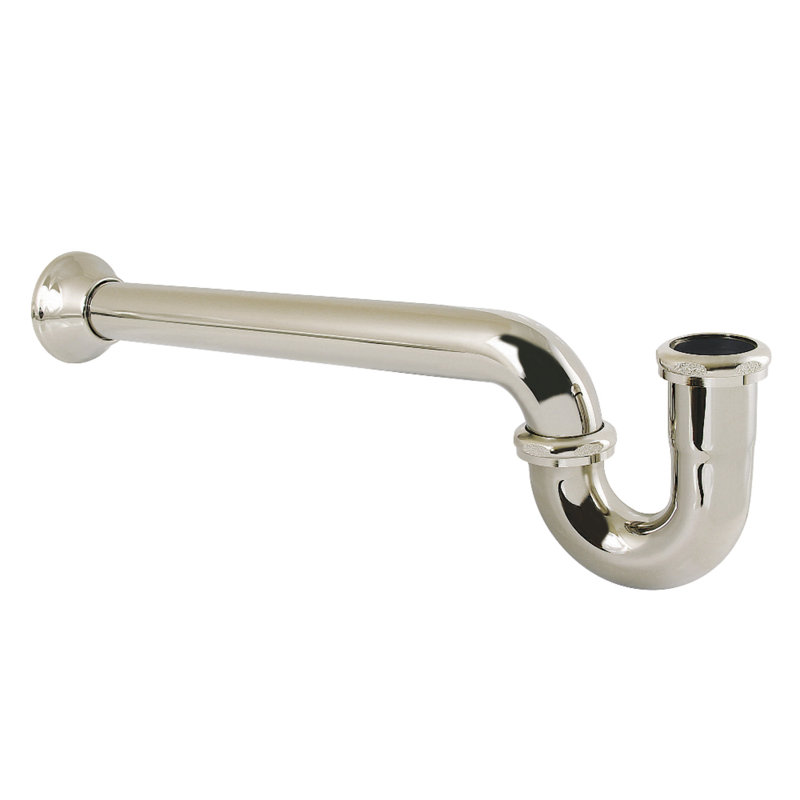 Kingston Brass Vintage 1-1/4 (or 1-1/2) x 1-1/2 Inch Decor P-Trap with Bell Flange, 19 Inch Length, 18 Gauge, Polished Nickel