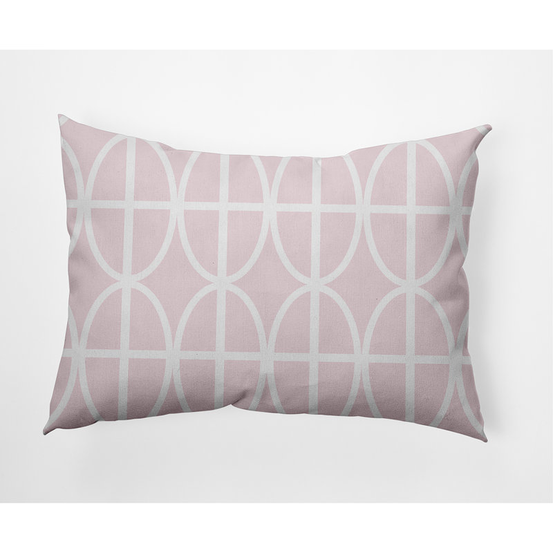 Ovals Geometric Reversible Throw Pillow, Pale Pink