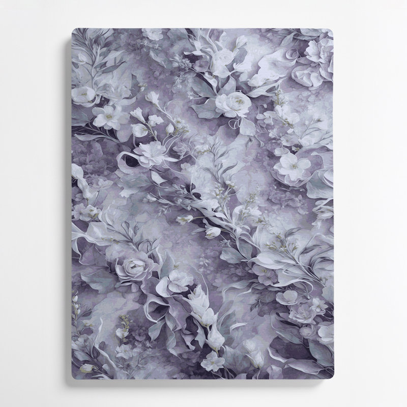 Aquarelle florale 4, art mural gris en métal, H 24 po x l 20 po