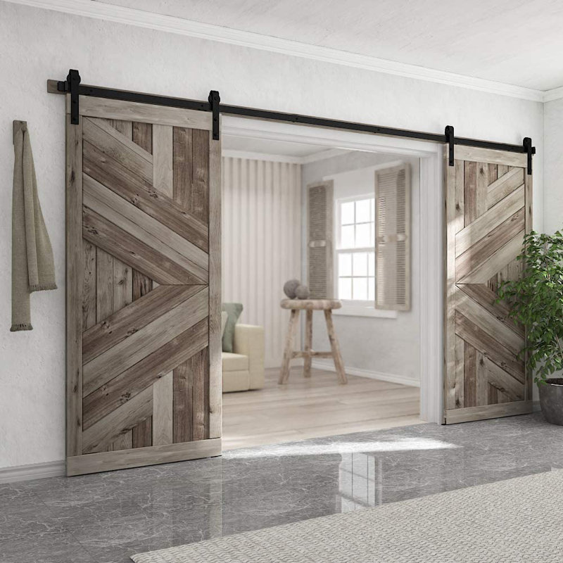 96-inch Matte Black Steel Sliding Barn Door Hardware Kit