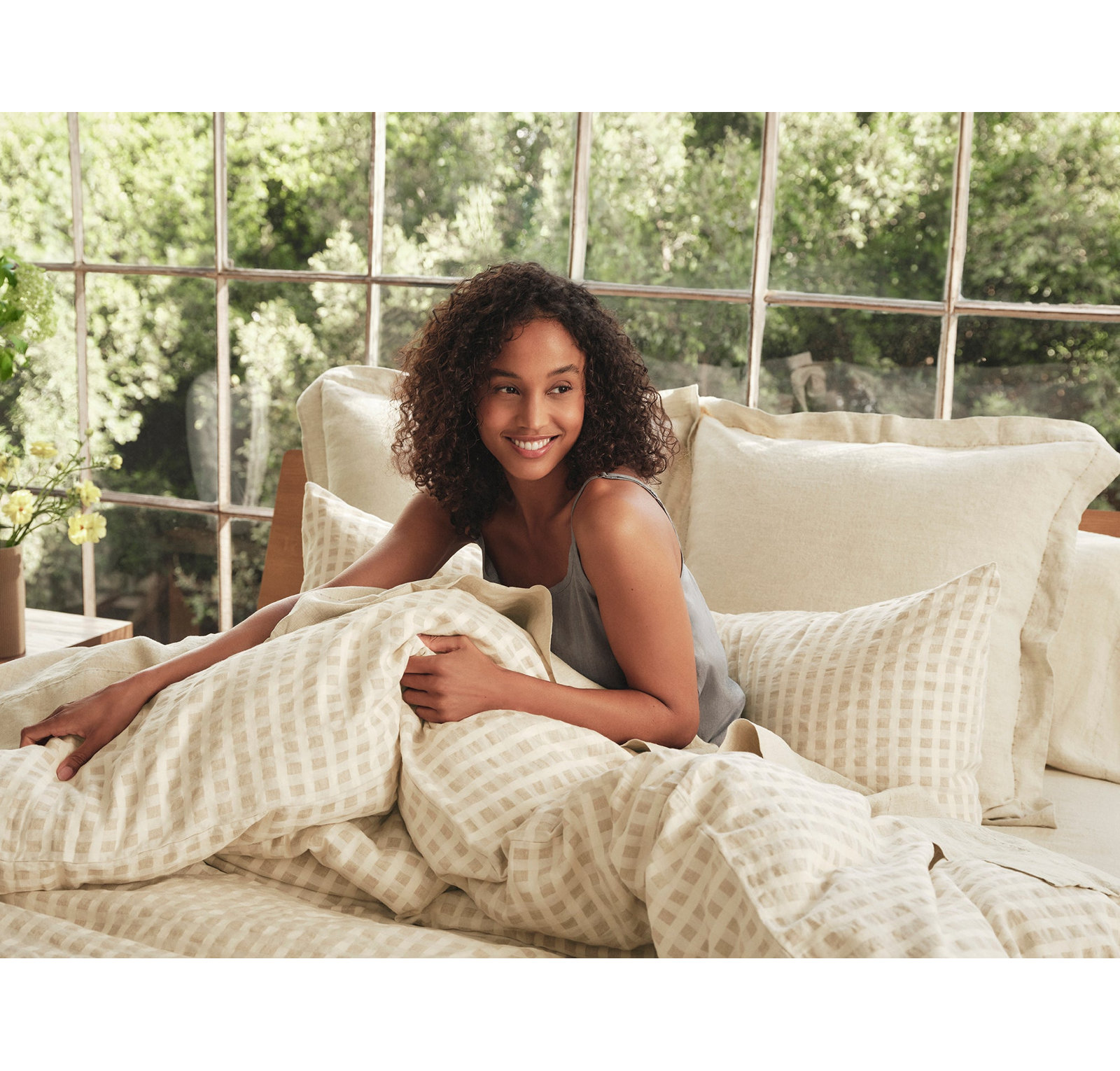 Organic Relaxed Linen Shams, Euro, Undyed Chambray