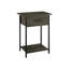 Table d'appoint à 2 niveaux pour le salon - stratifié bronze foncé et pieds en métal noir compact