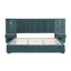 Grand lit plateforme en chenille plissée avec table de chevet bleu vert par RIDGEPOLE-727004226