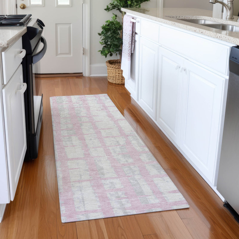 Premium Machine Washable Prisco Pink Rug, Runner 2'3" x 7'6"