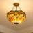 Tiffany Semi Flush Mount Ceiling Light with Stained Glass Shade