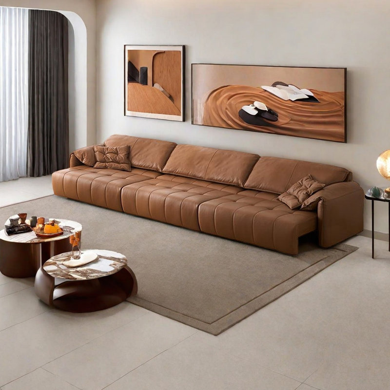 Multi-functional telescopic electric sofa, 33.46" H x 113.77" W x 43.3" D, 3
