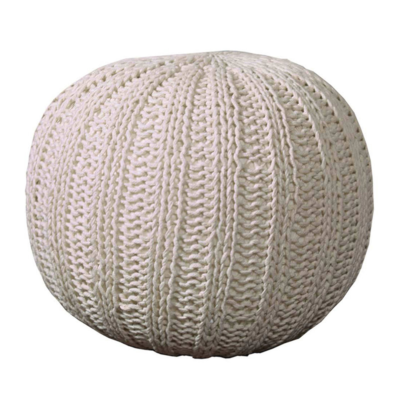 Pouf rond en coton 20 po beige, Beige