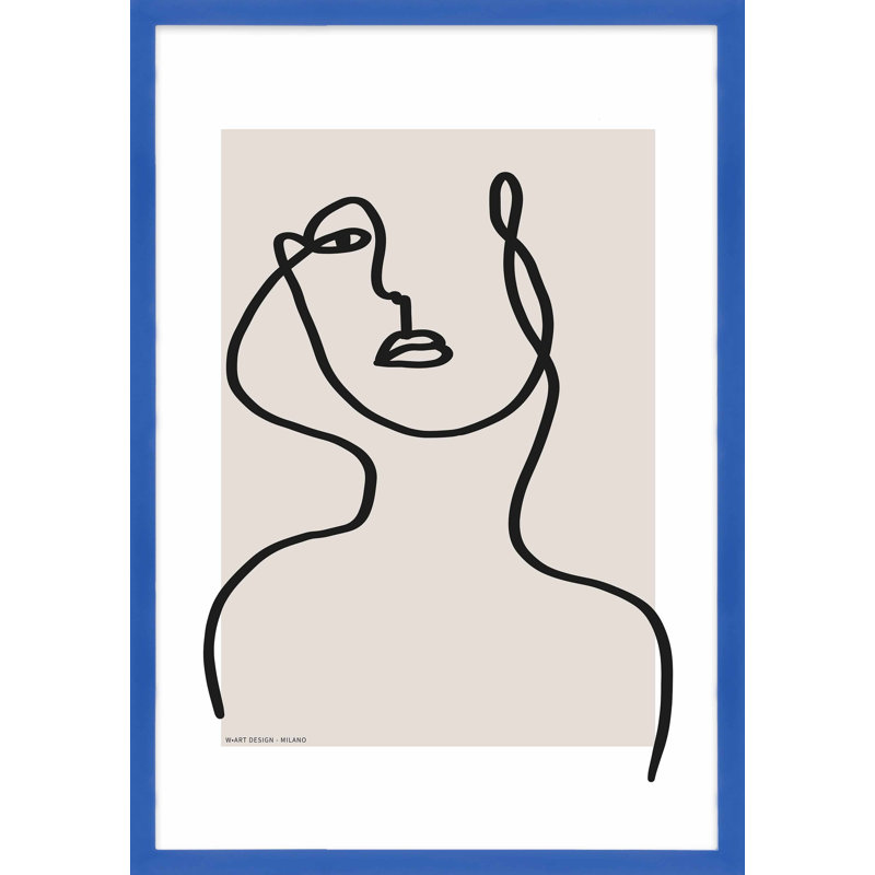 Figure and Form 3 by Romina Gadler - Framed Wall Art, 50" H x 35" W x 1.25" D, Blue Framed Paper