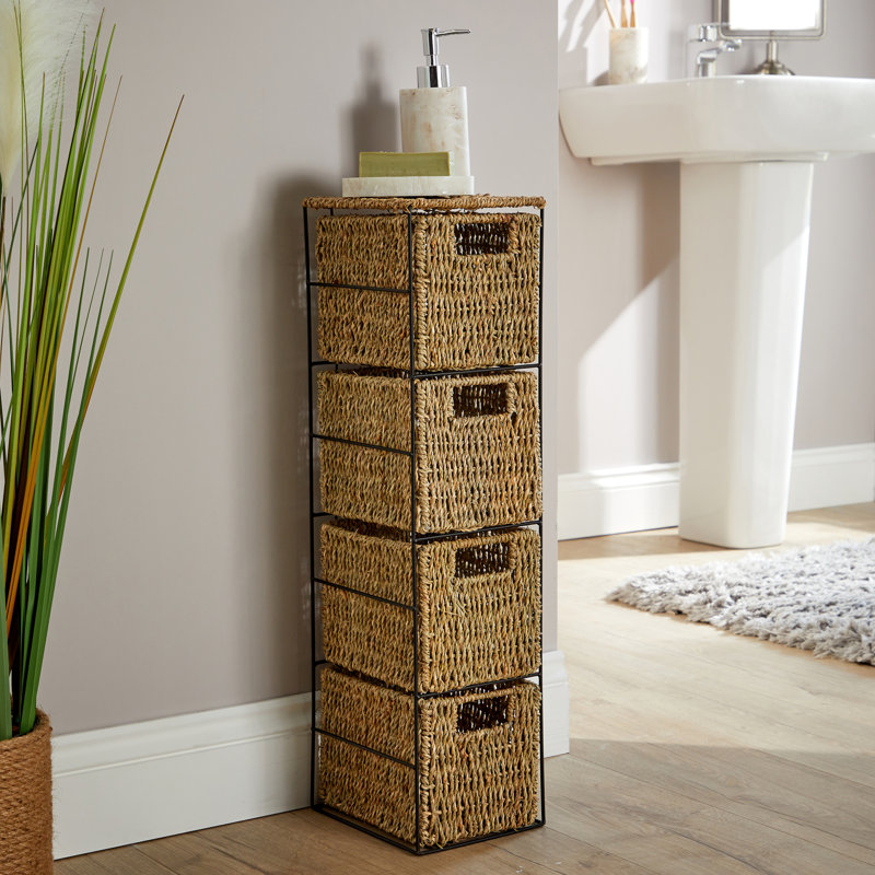 Sipriano Fully Assembled 4 Basket Drawer Tower Storage Unit, Black