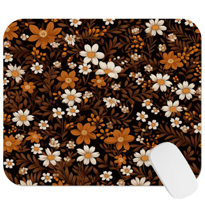 Floral Fall Botanical Flower Pattern I Cottage & Cottagecore Gaming Cute Office Laptop Desk Pad Gift Mat Square Rectangle Non-Slip Mousepad