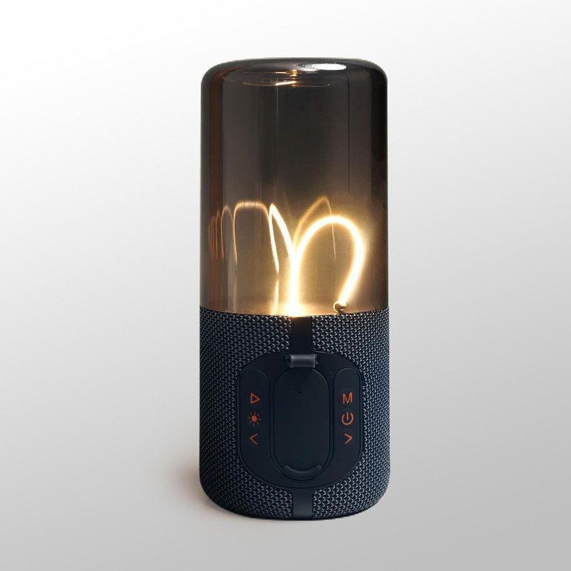 Minimalist Table Lamp with Bluetooth Speaker, Unique Cordless Lamp Cool LED Lighting, Rechargeable Modern Desk Lamp with Touch Control, Portable Beside Lamp