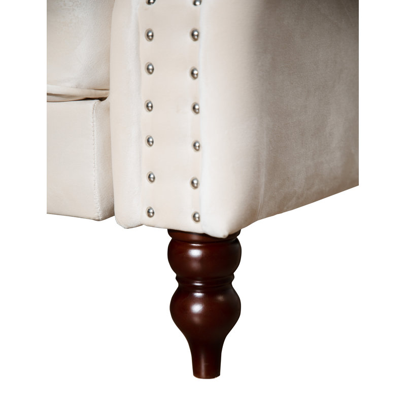 Hanika 87.8'' Velvet Sofa, Beige