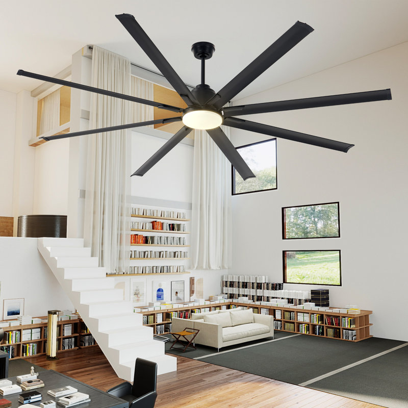 Jawanna Ceiling Fan with Light, 8-Blade Large Ceiling Fan with Remote, 6-Speed Reversible DC Motor, Indoor Outdoor Use, Dimmable 3-Color LED for Living Room, Working Room, Terrace