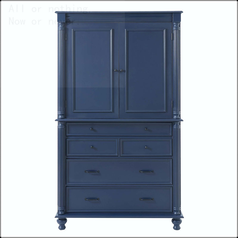 Grand garde-manger autoportant avec 6 tablettes de porte, 2 tablettes réglables et 5 tiroirs, Bleu