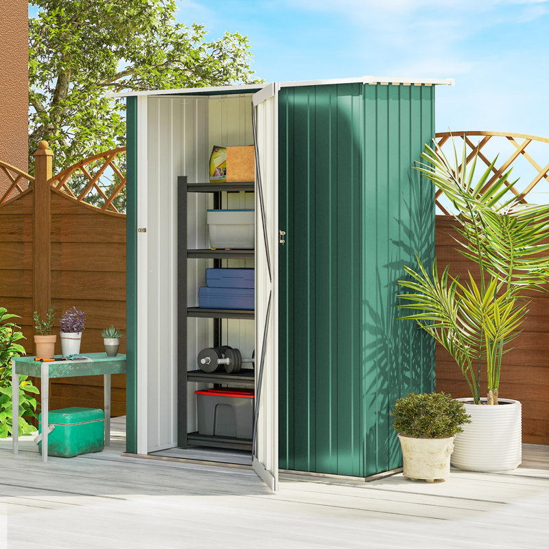Outsunny 5ft x 3ft Garden Storage Shed Waterproof Sloped Roof, Green