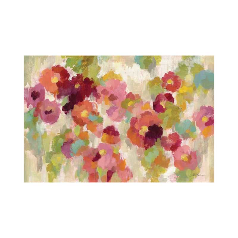 Coral and Emerald Garden I 1 Piece Wall Art on Canvas, 20.32 cm H x 30.48 cm W, Wrapped Canvas
