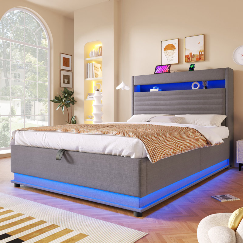 Lift Up Storage Bed Frame, 140x200 cm, Grey