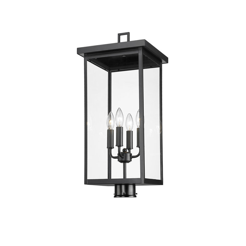 Barkeley 4 Light 26.13" Tall Outdoor Single Head Post Light, Powder Coated Black