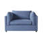 Chaise avec accoudoirs douillette en tissu bleu marine élégant Living Deep