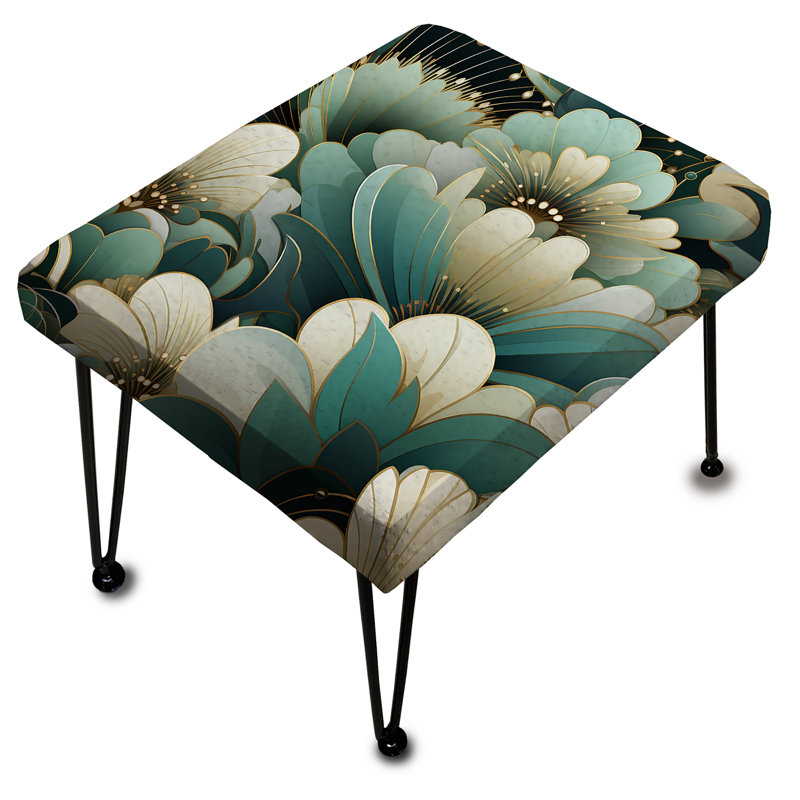 Motif décoratif damassé vert - repose-pieds rectangulaire damassé